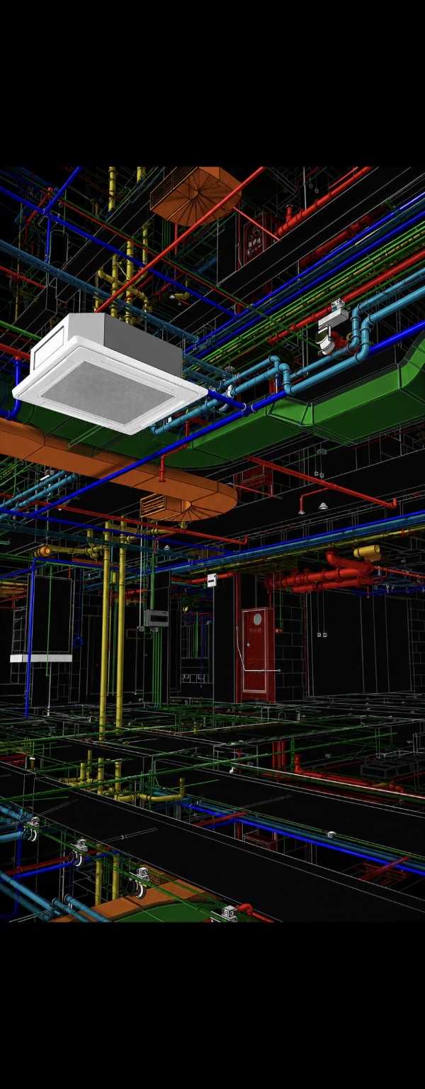 Coordinated mechanical and electrical services BIM model